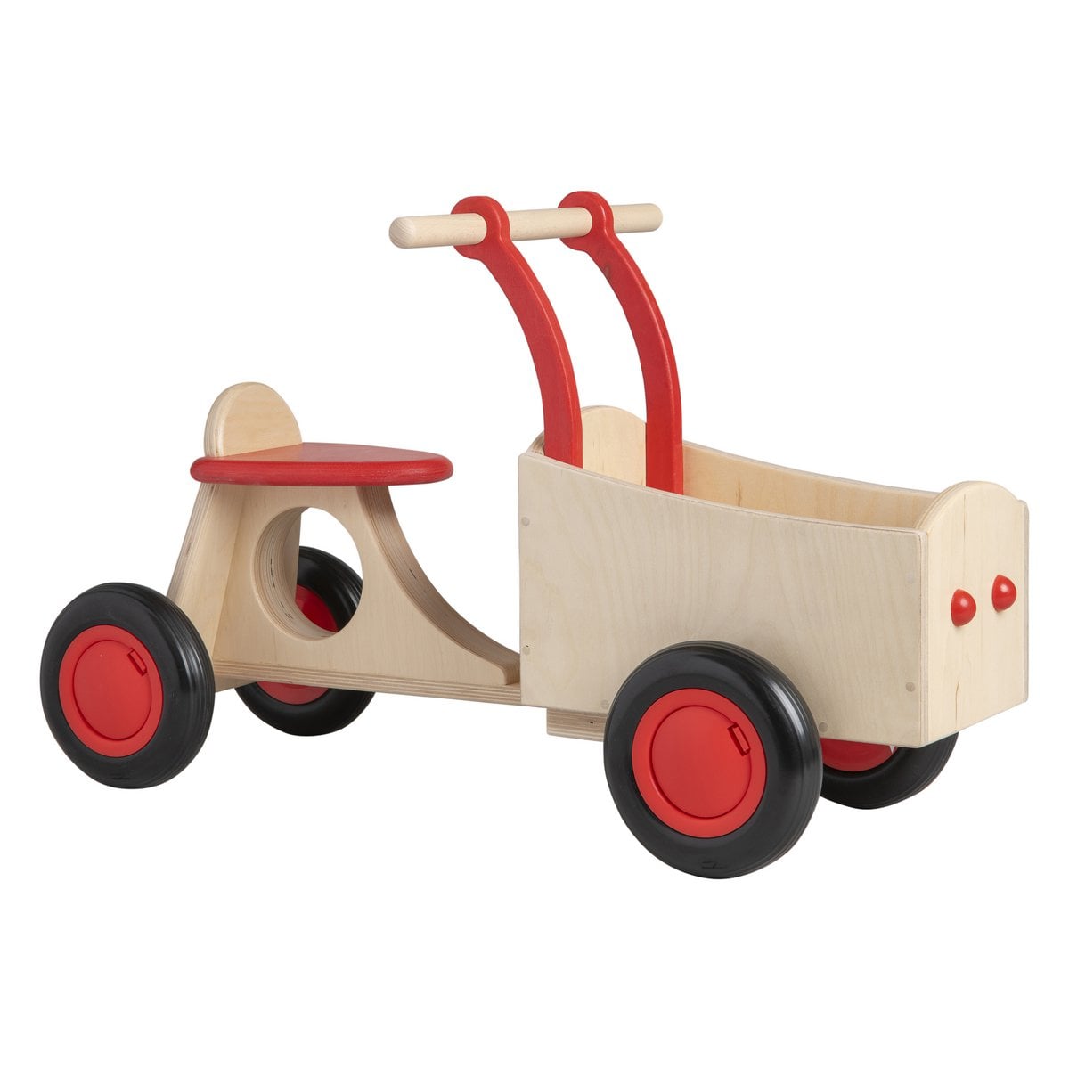 Van Dijk Toys houten kinder loop bakfiets vanaf 1 jaar - Rood (Kinderopvang kwaliteit)
