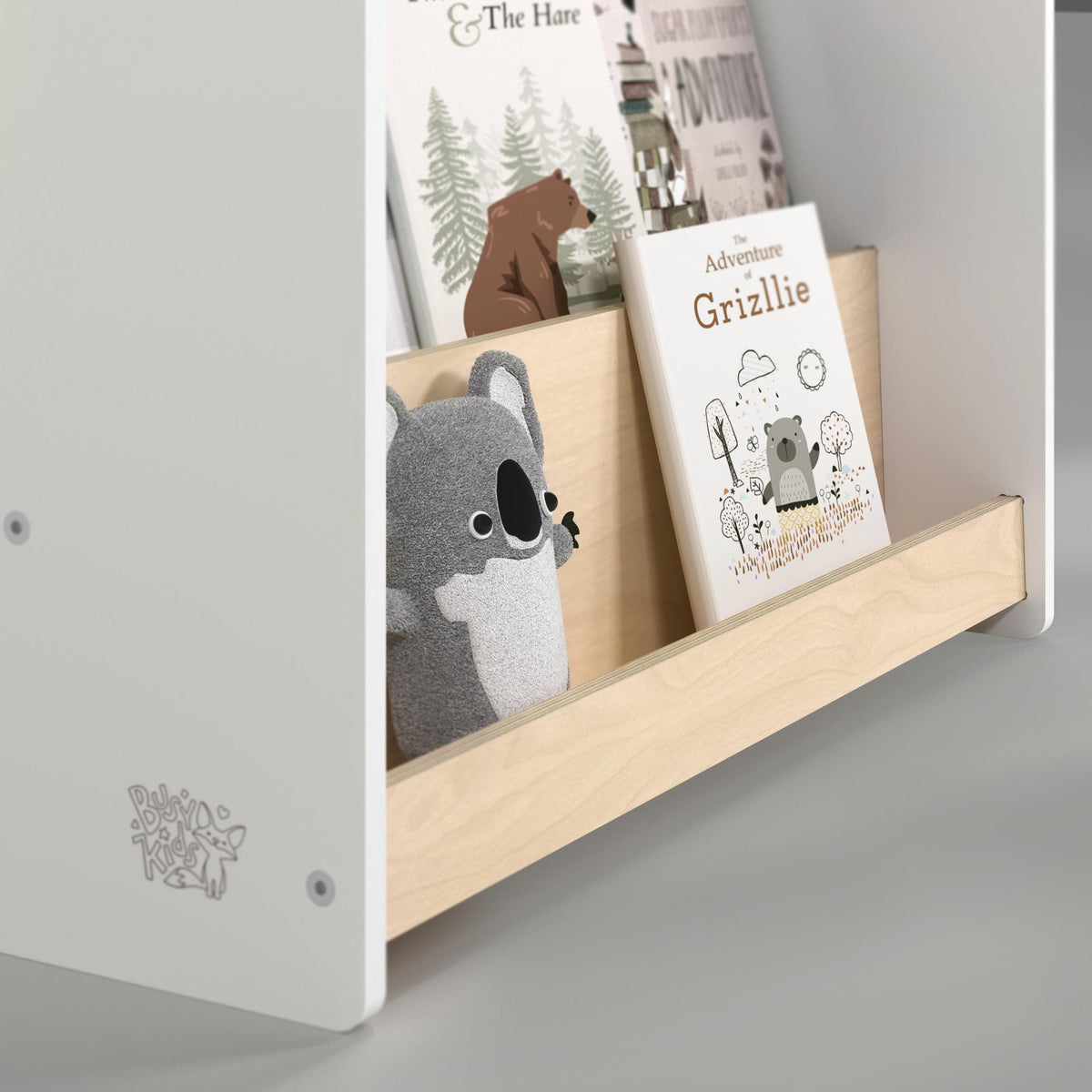 BusyKids Montessori boekenkast – wit en grijs