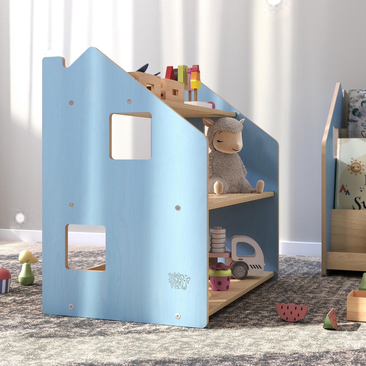 BusyKids speelgoedrek – zachtblauw/roze