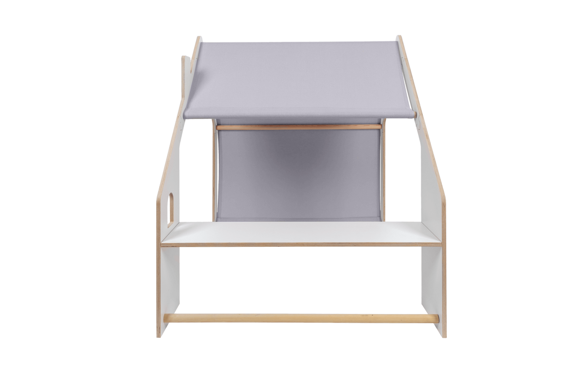 houten speelhuisje wit met blauw dak voor kinderkamer
