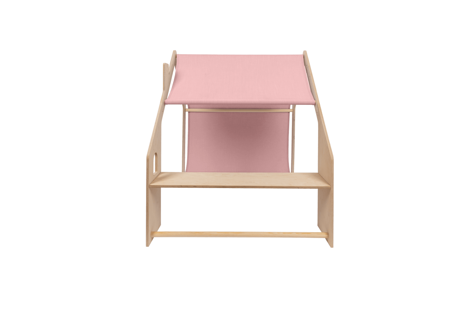 houten speelhuisje naturel met roze dak voor kinderkamer