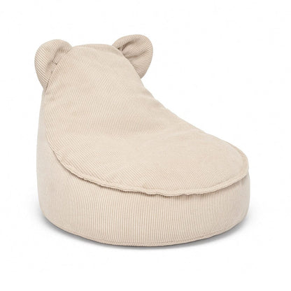 MeowBaby Slimcord fijne ribstof kinderzitzak met oortjes — Beige