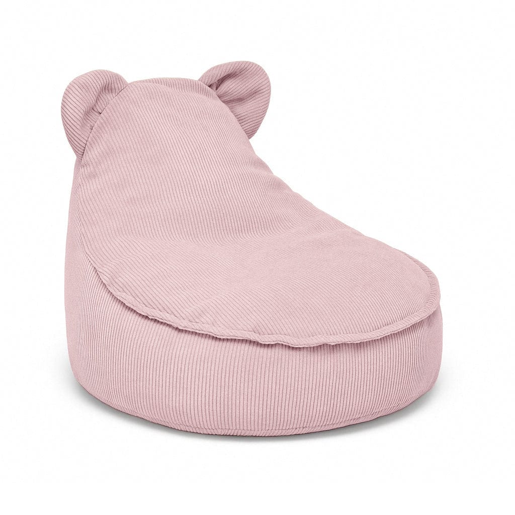 MeowBaby Slimcord fijne ribstof kinderzitzak met oortjes — Pink