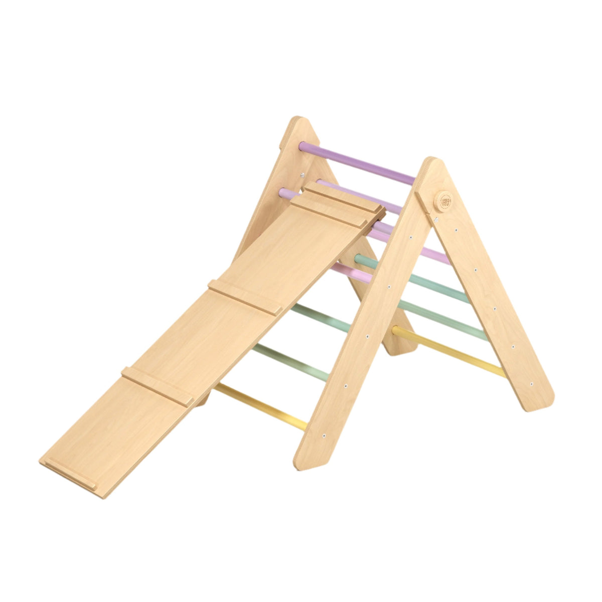BusyKids Pikler klimdriehoek met plank – regenboog – productbeeld 22