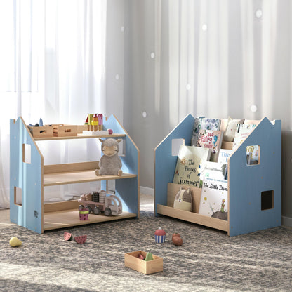 BusyKids Montessori boekenkast – zachtblauw/roze