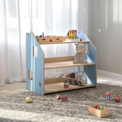 BusyKids boekenkast en speelgoedrek set – zachtblauw/roze