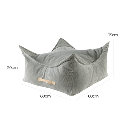 MeowBaby Slimcord Vierkante Zitzak — Grey