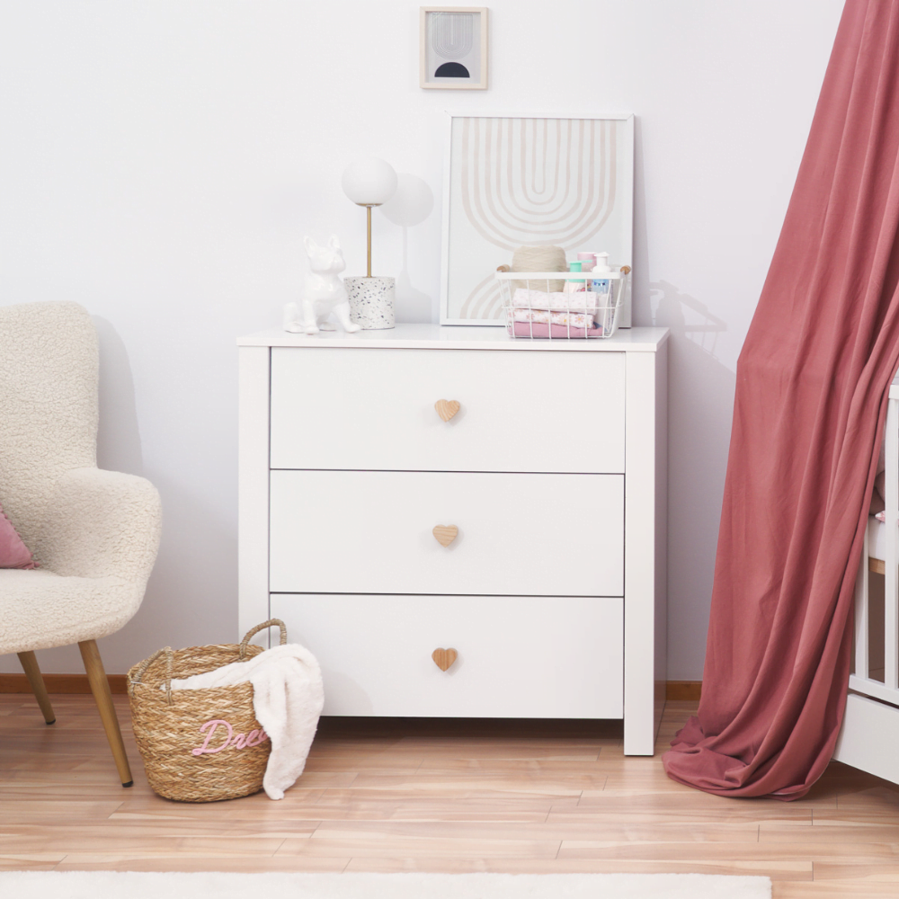 ATB LITTLE HEART commode met verschoonblad – wit (onderdeel van 3-delige set)
