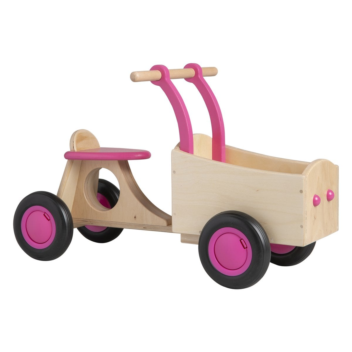 Van Dijk Toys houten kinder loop bakfiets vanaf 1 jaar - Roze (Kinderopvang kwaliteit)