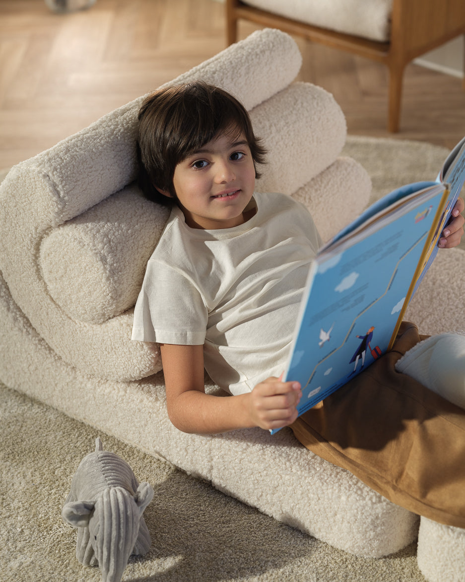 Wigiwama Cream White Flipster - teddy fabric high chair