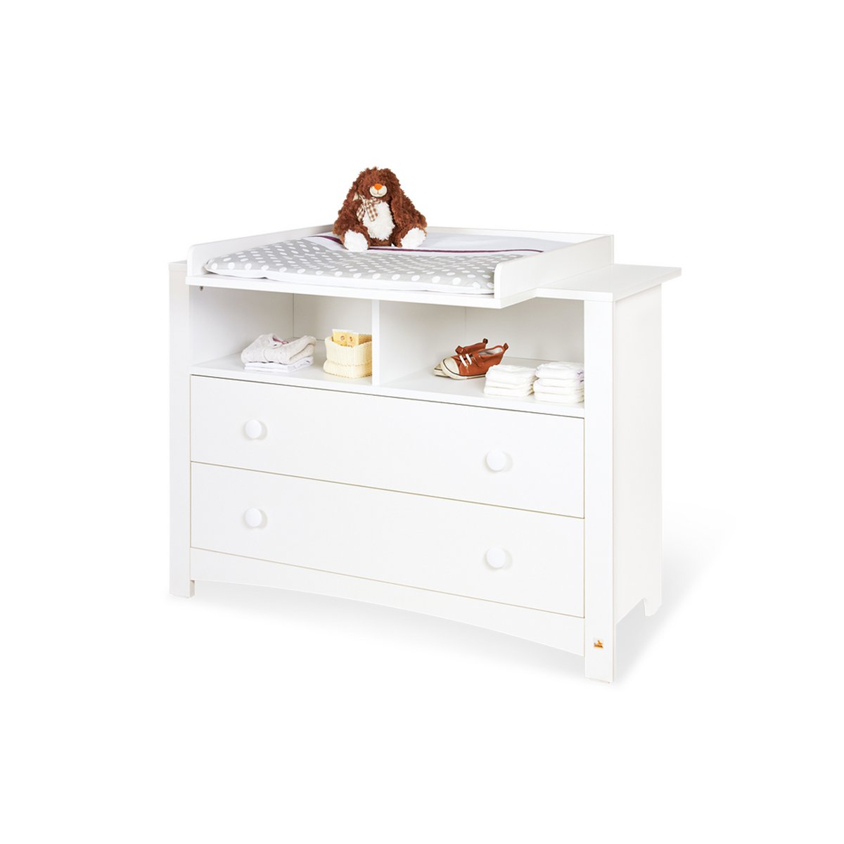 Extra brede Florentina commode met verschoonopzet en twee open vakken