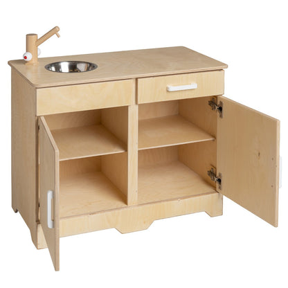 Van Dijk Toys wooden toy kitchen / kitchenette - Natural with white (Childcare quality)