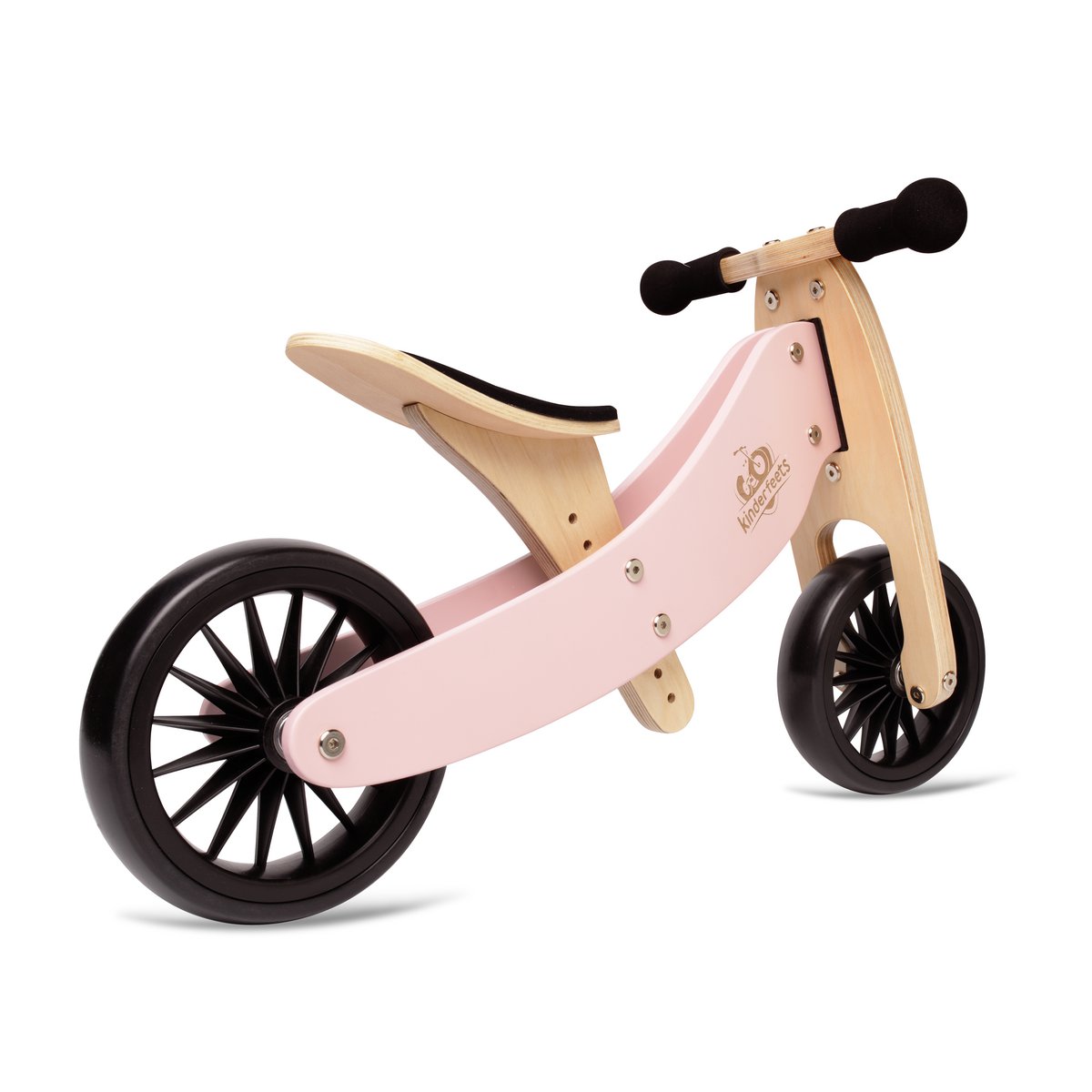 Kinderfeets 2-in-1 houten loopfiets & driewieler Tiny Tot Plus - Rose
