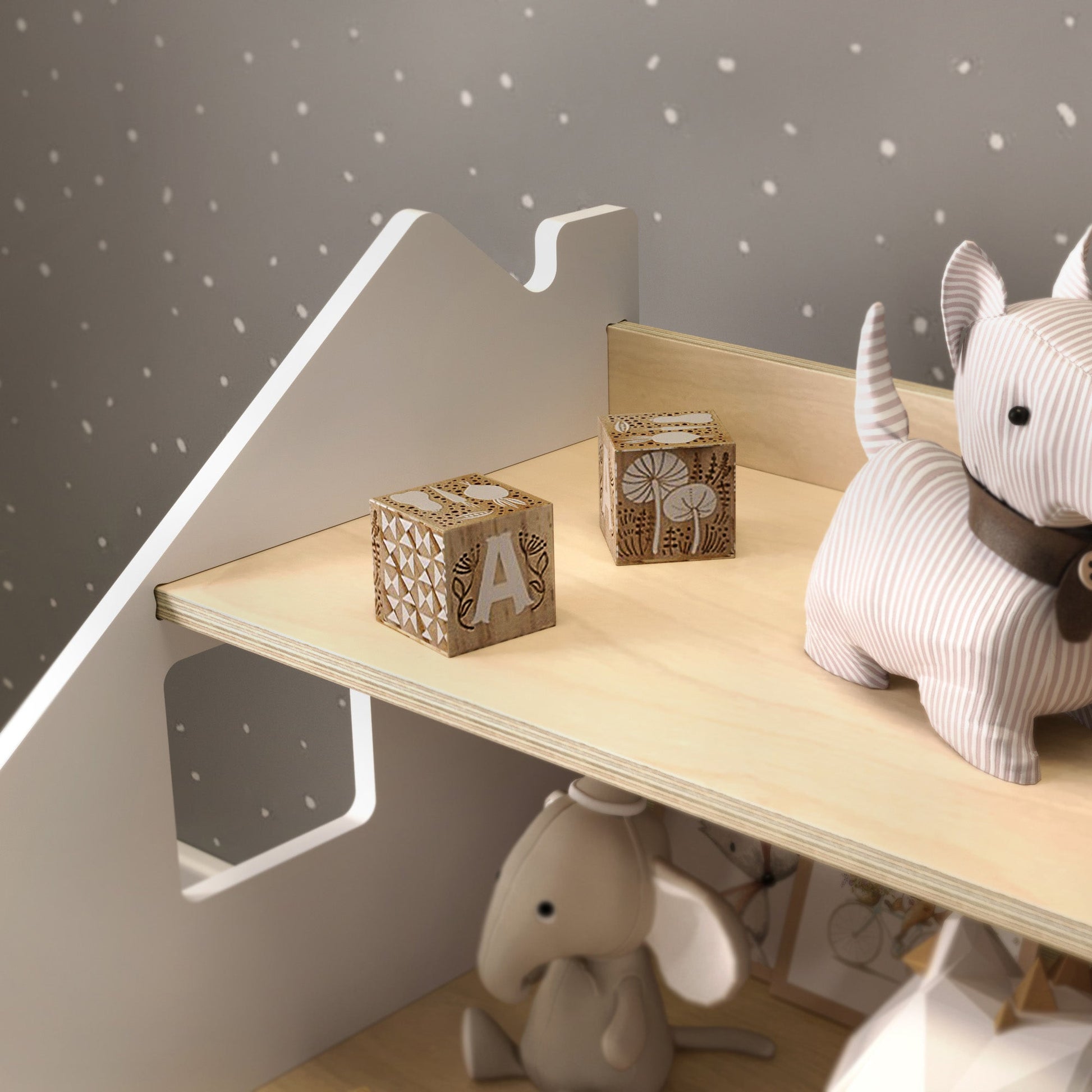 BusyKids boekenkast en speelgoedrek set – wit en grijs