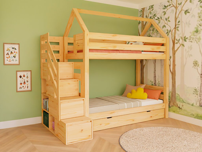 House bed Alpy bunk bed - side stairs with storage space