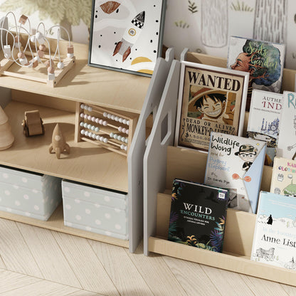 BusyKids boekenkast en speelgoedrek set – grijs