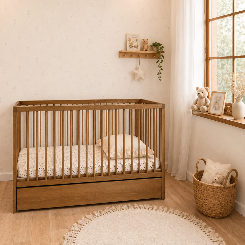 ATB DODI ledikant 120 × 60 cm met lade – eikenhout (onderdeel van 2-delige set)