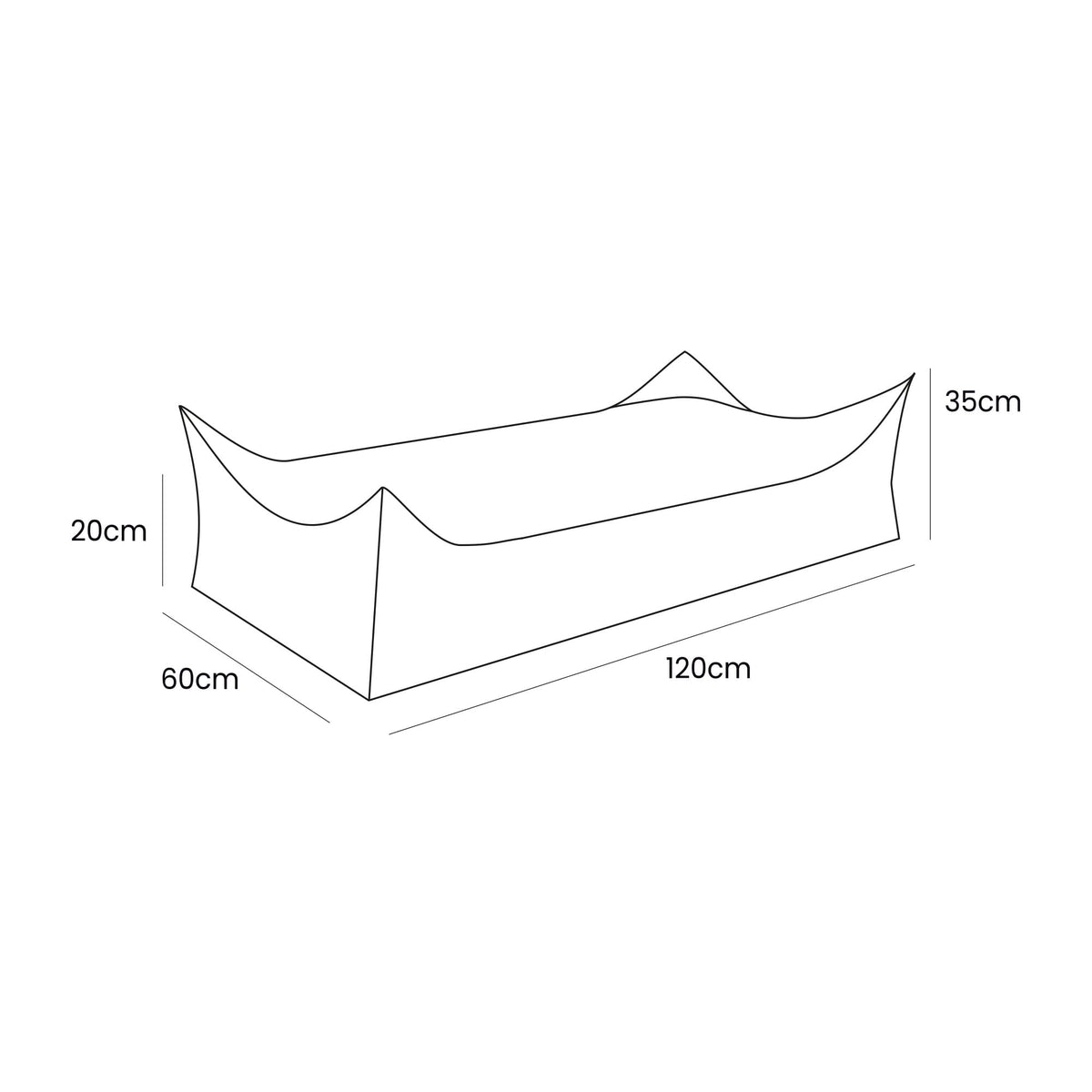 MeowBaby Aesthetic rechthoekige ribfluweel zitzak bruin detail