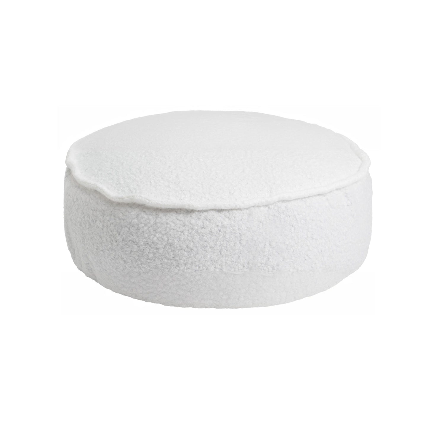 Boucle Round Pouf, White