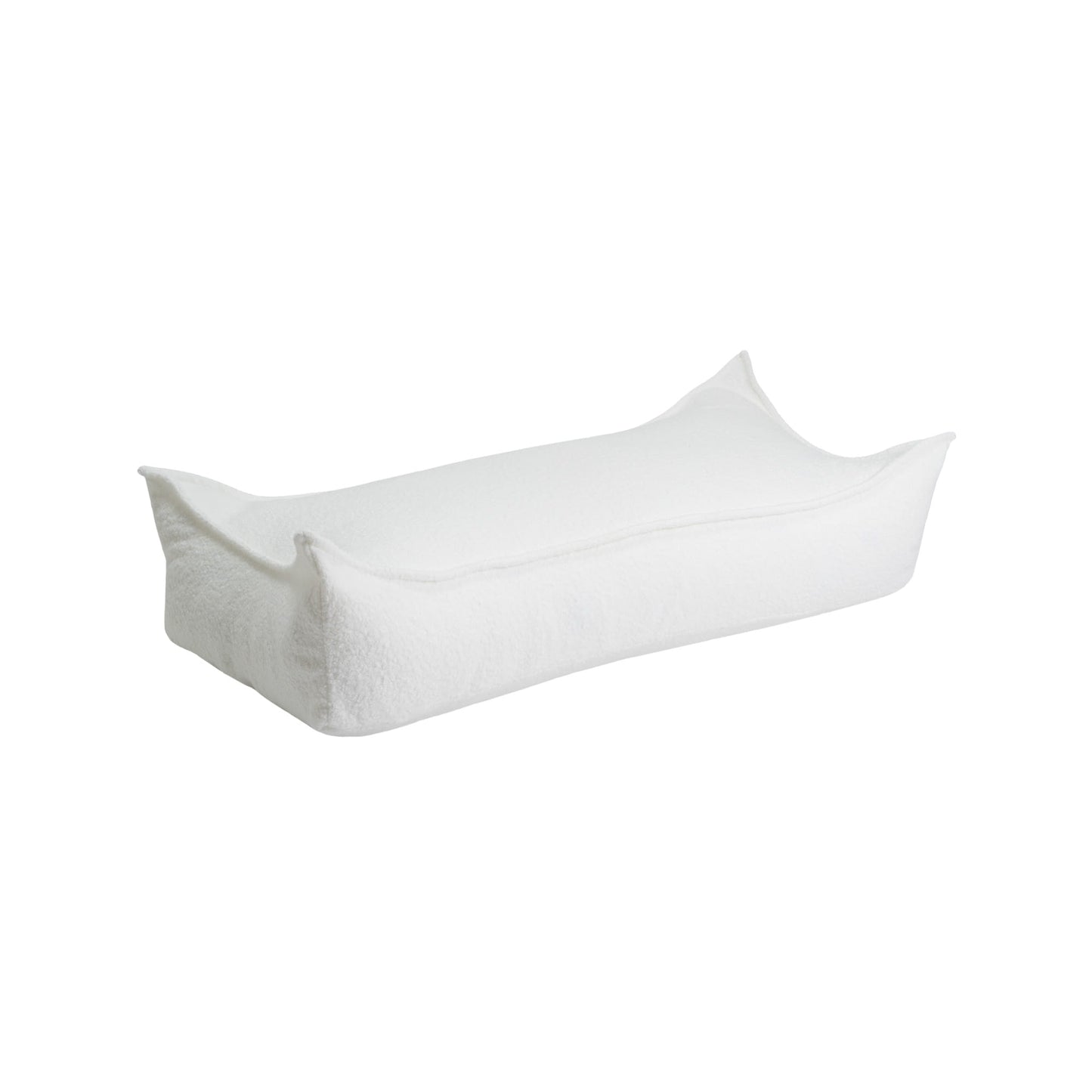Bouclé Rectangular Pouf, White