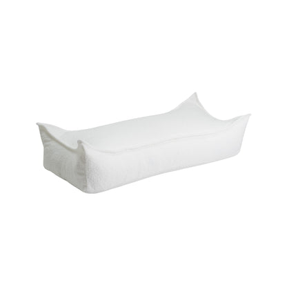 Bouclé Rectangular Pouf, White
