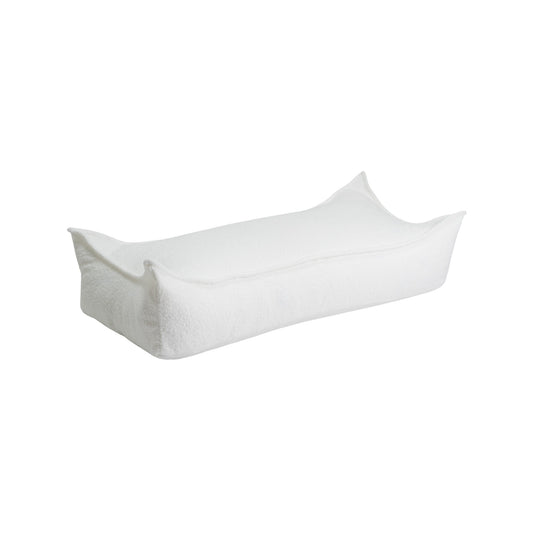 Bouclé Rectangular Pouf, White