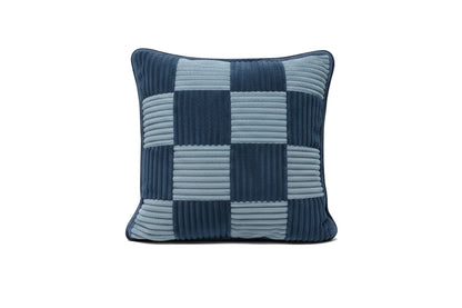 Shappy Check Cushion Blueberry Sky Sugar – geruit ribfluweel kussen