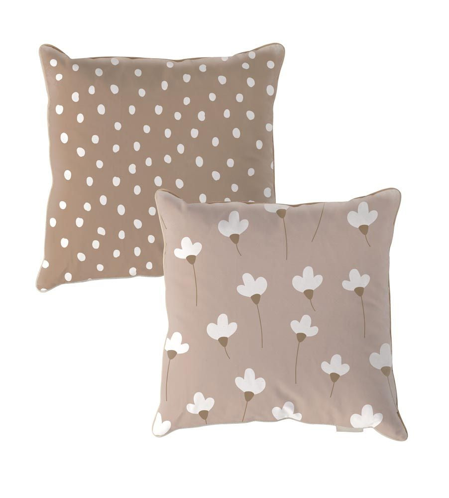Daisies Pink Irregular Dots Brown Cushion
