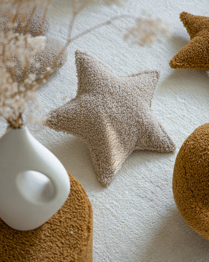 Wigiwama Biscuit Star Cushion - teddy fabric cushion