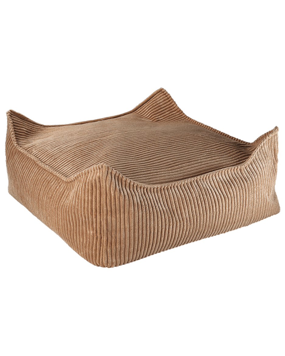 Wigiwama Toffee Square Ottoman - ribbed fabric pouf