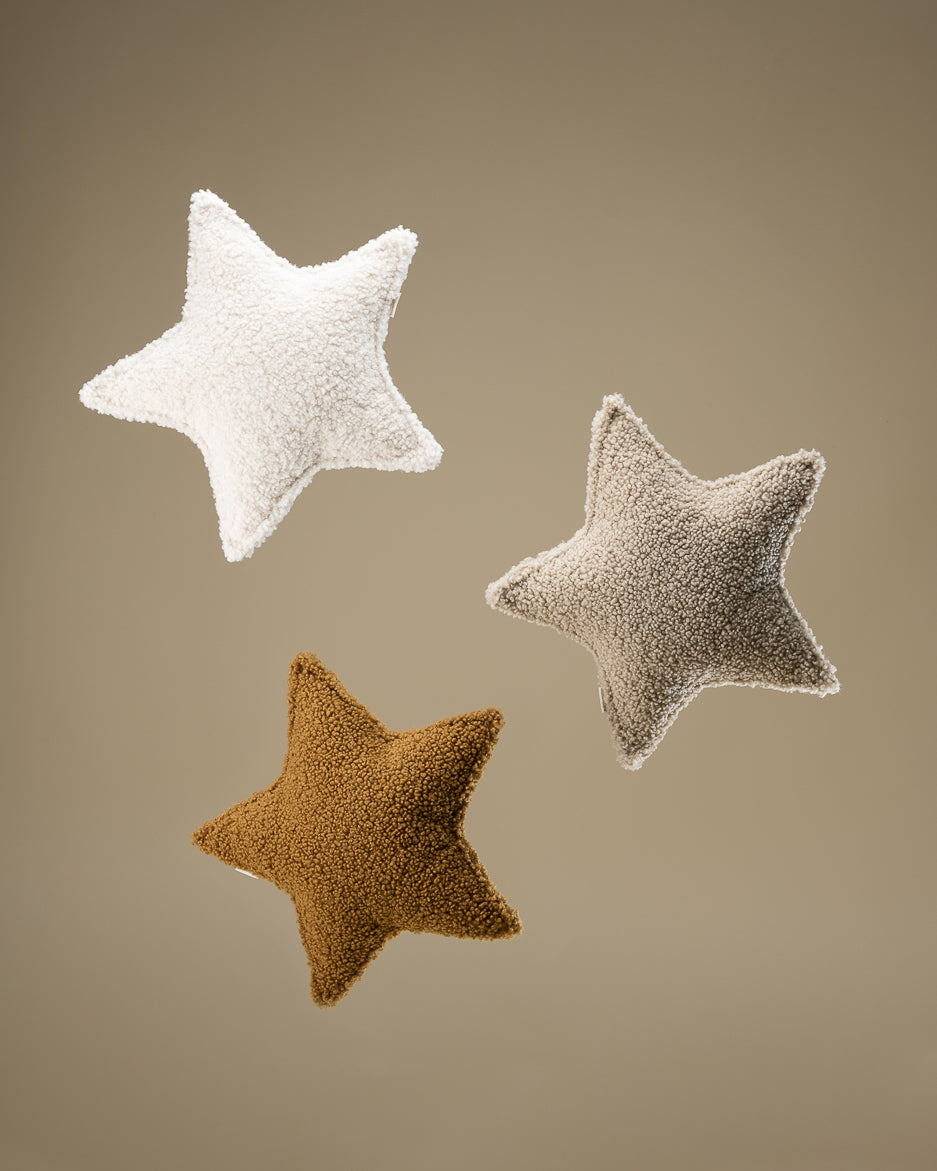 Wigiwama Biscuit Star Cushion - teddy fabric cushion