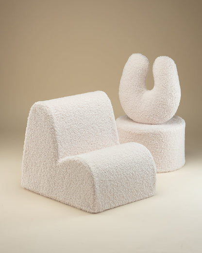 Wigiwama Cream White Pouffe - teddy fabric pouffe