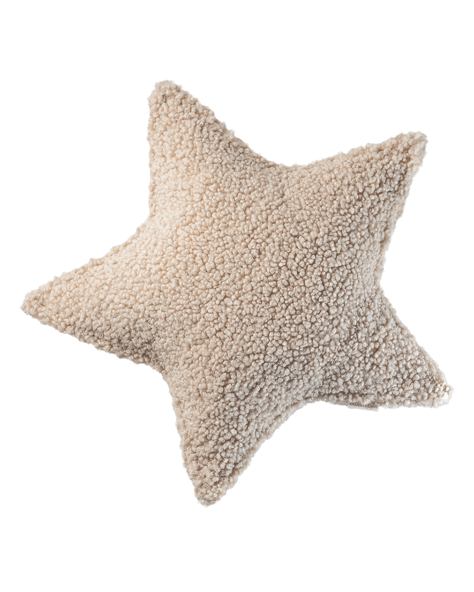 Wigiwama Biscuit Star Cushion - teddy fabric cushion