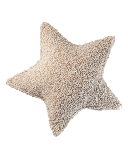 Wigiwama Biscuit Star Cushion - teddy fabric cushion
