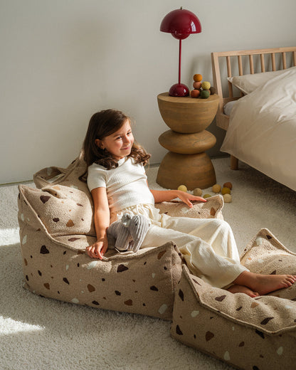 Wigiwama Terrazzo Sand Square Ottoman - woven pouf