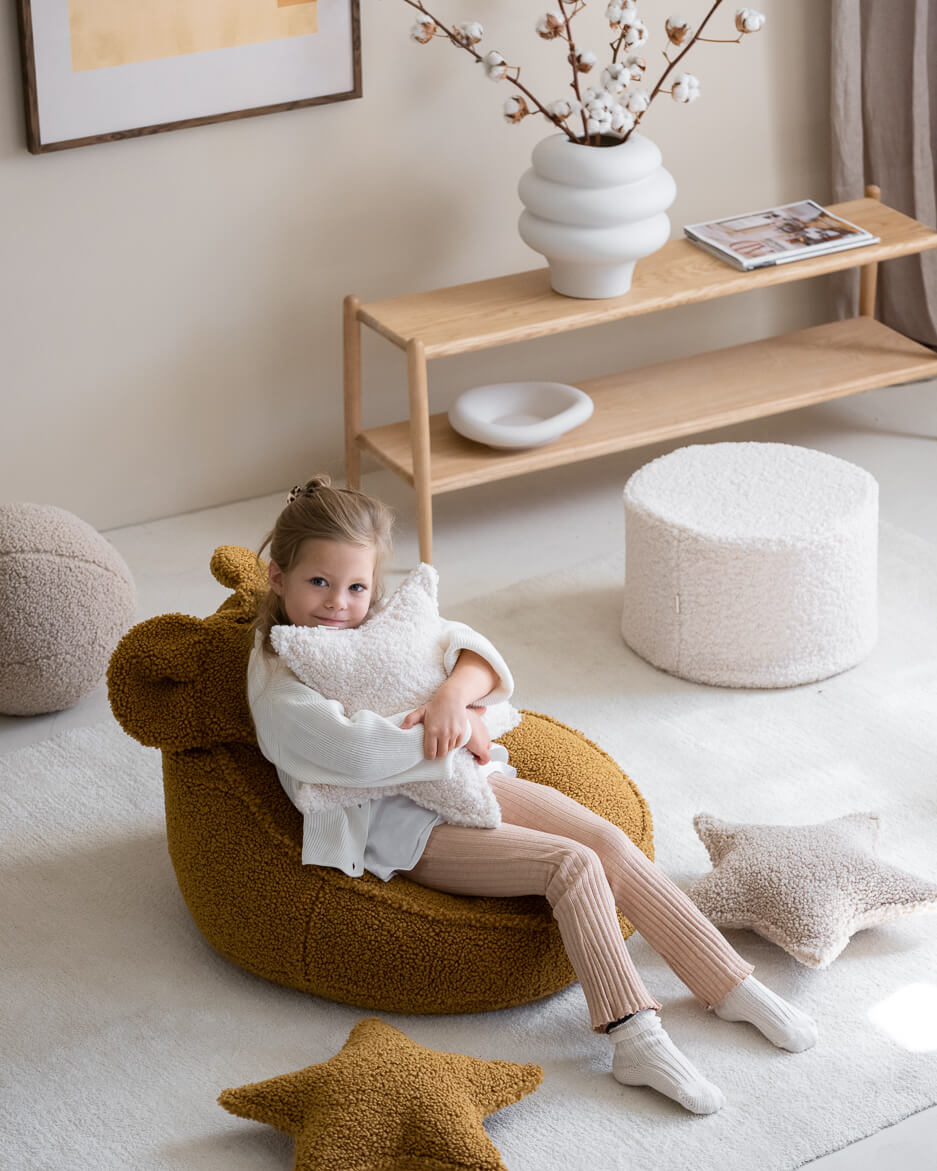 Wigiwama Biscuit Star Cushion - teddy fabric cushion