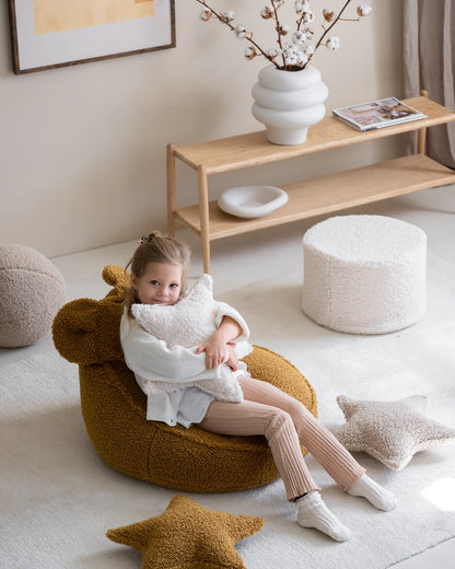 Wigiwama Biscuit Star Cushion - teddy fabric cushion