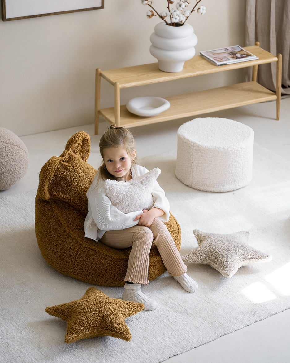 Wigiwama Biscuit Star Cushion - teddy fabric cushion