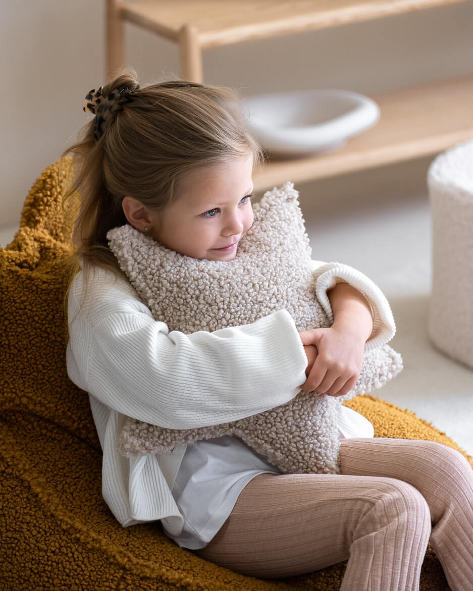 Wigiwama Biscuit Star Cushion - teddy fabric cushion