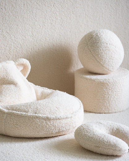 Wigiwama Cream White Pouffe - teddy fabric pouffe