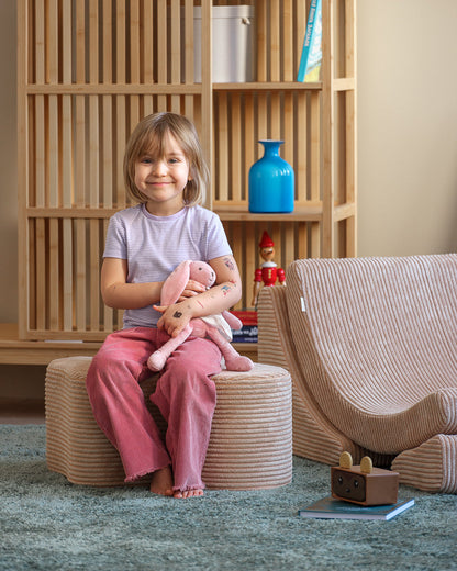 Wigiwama Brown Sugar Cloud Pouffe - ribbed fabric pouffe