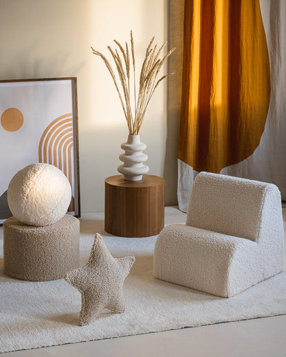 Wigiwama Biscuit Star Cushion - teddy fabric cushion