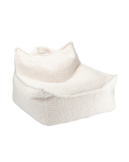 Wigiwama Cream White Beanbag Chair - teddy fabric beanbag