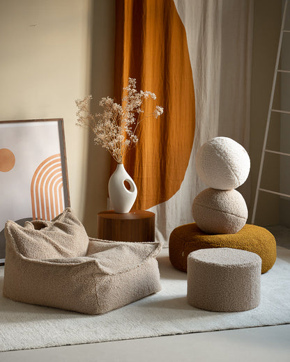 Wigiwama Biscuit Pouffe - teddy fabric pouffe 