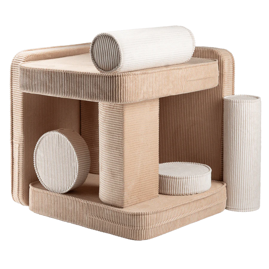 Wigiwama Brown Sugar settee - lounge and play bench 9-piece - ribbed fabric play set
