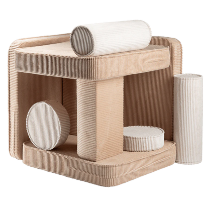 Wigiwama Brown Sugar settee - lounge and play bench 9-piece - ribbed fabric play set