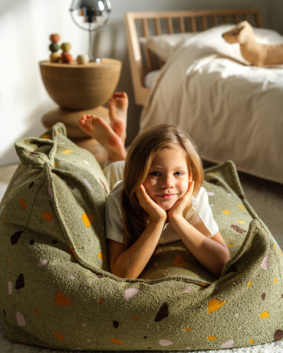 Wigiwama Terrazzo Moss Beanbag Chair - woven beanbag 
