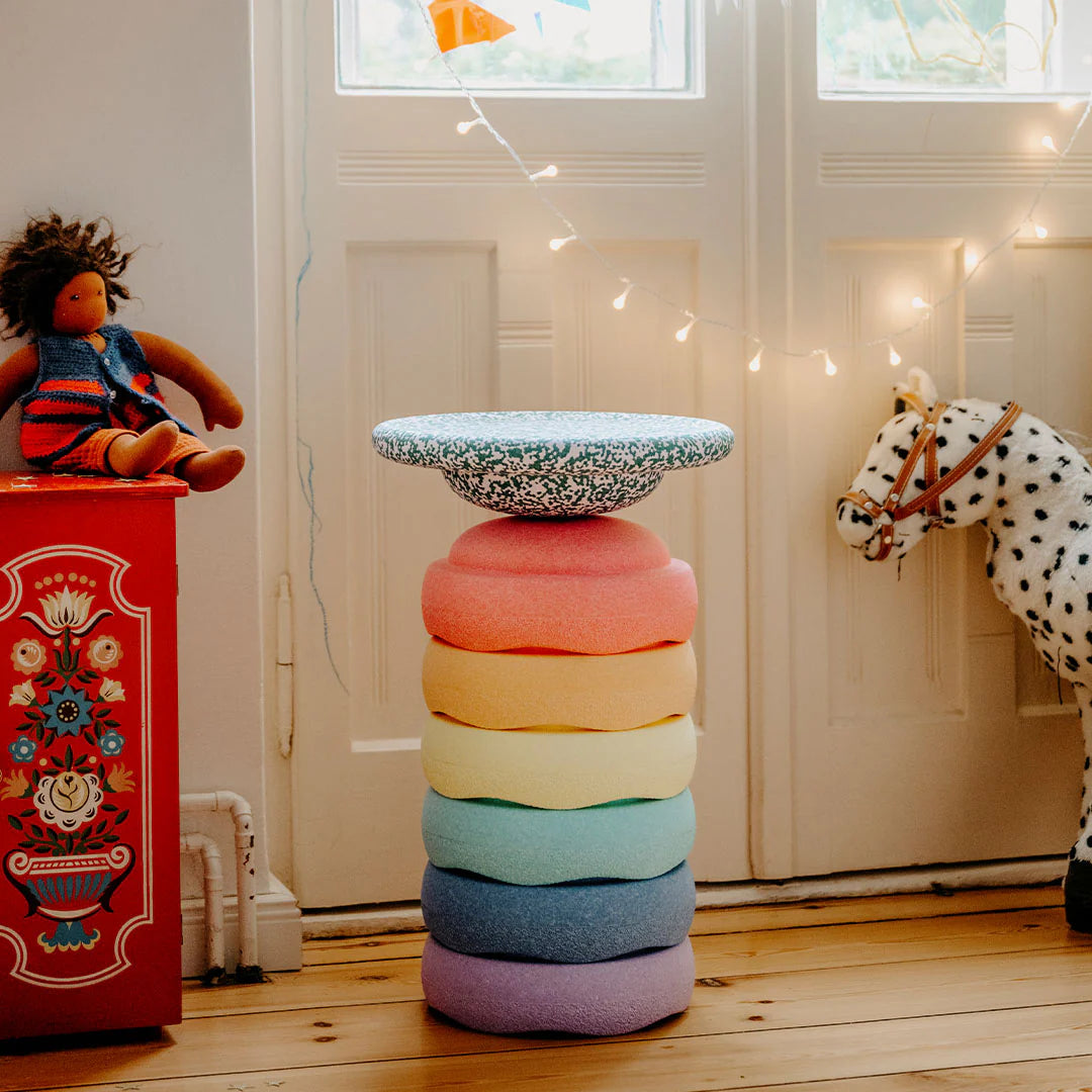 Stapelstein Pastel set of 6 + Confetti balance board