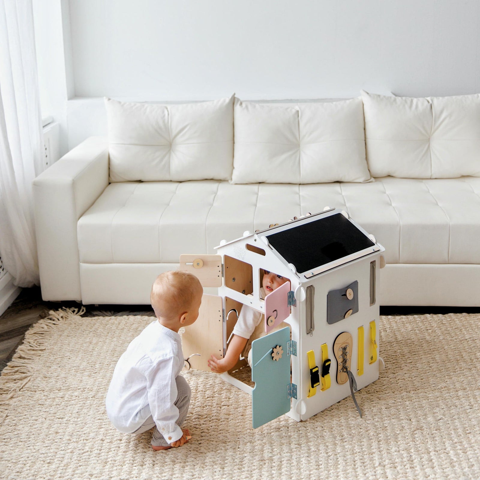 Set - BusyBoard Cottage white/pastel and creative cube