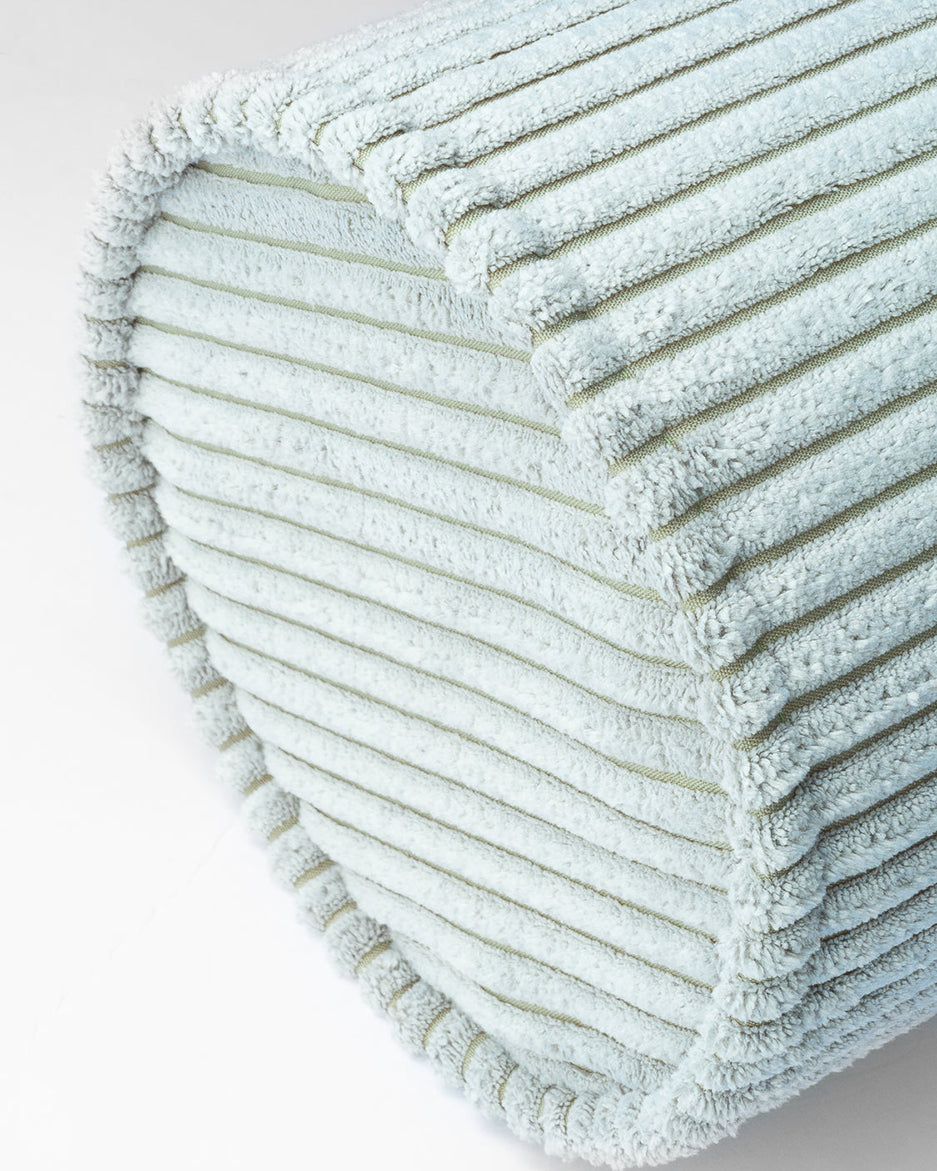 Wigiwama Peppermint Green Roll Cushion - ribbed fabric cushion